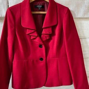 Kasper Melange 2 button blazer in red, size 8